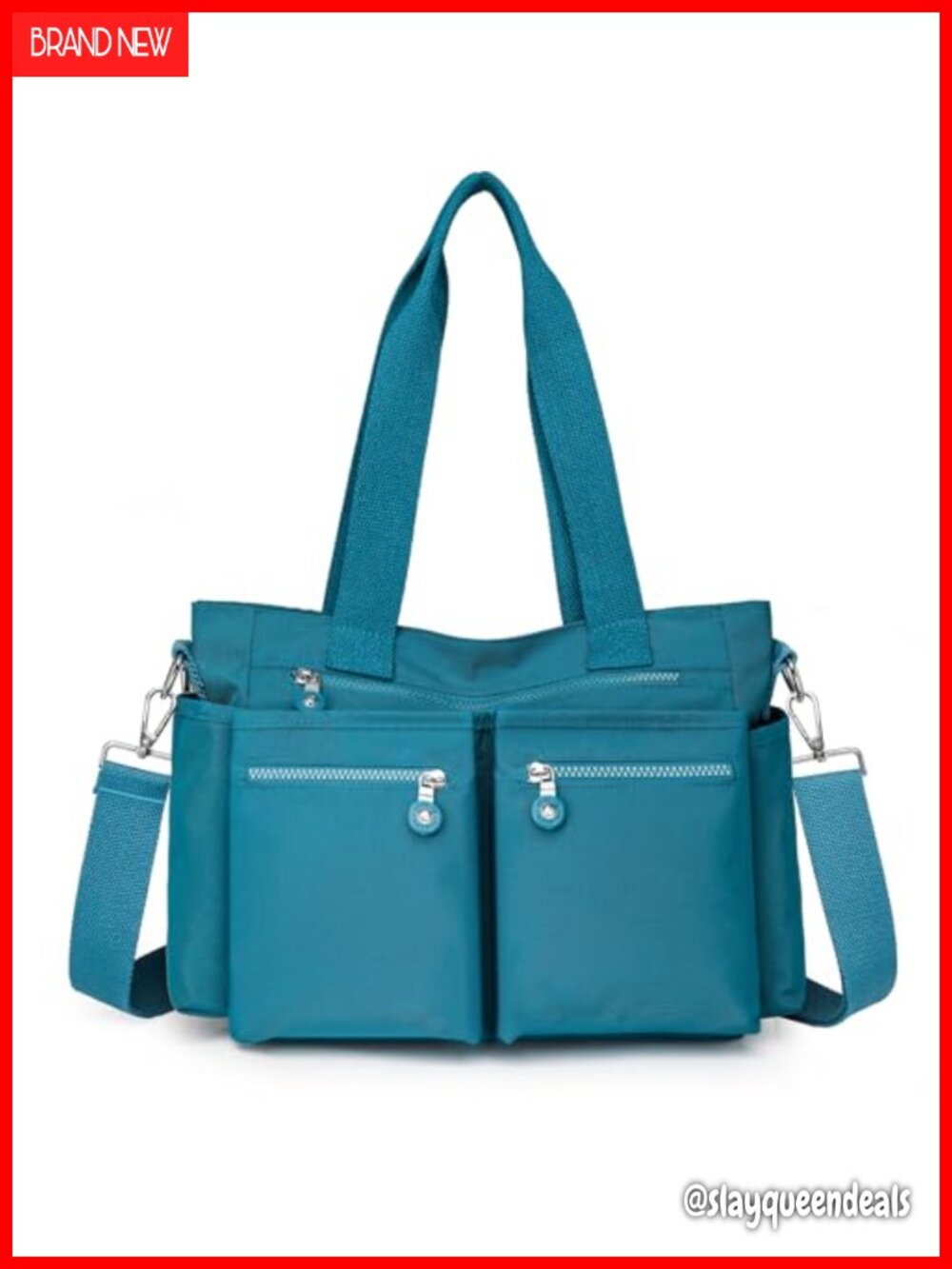 Nylon Crossbody Tote Bag Multi-Pocket Travel Work Handbag Adjustable Strap